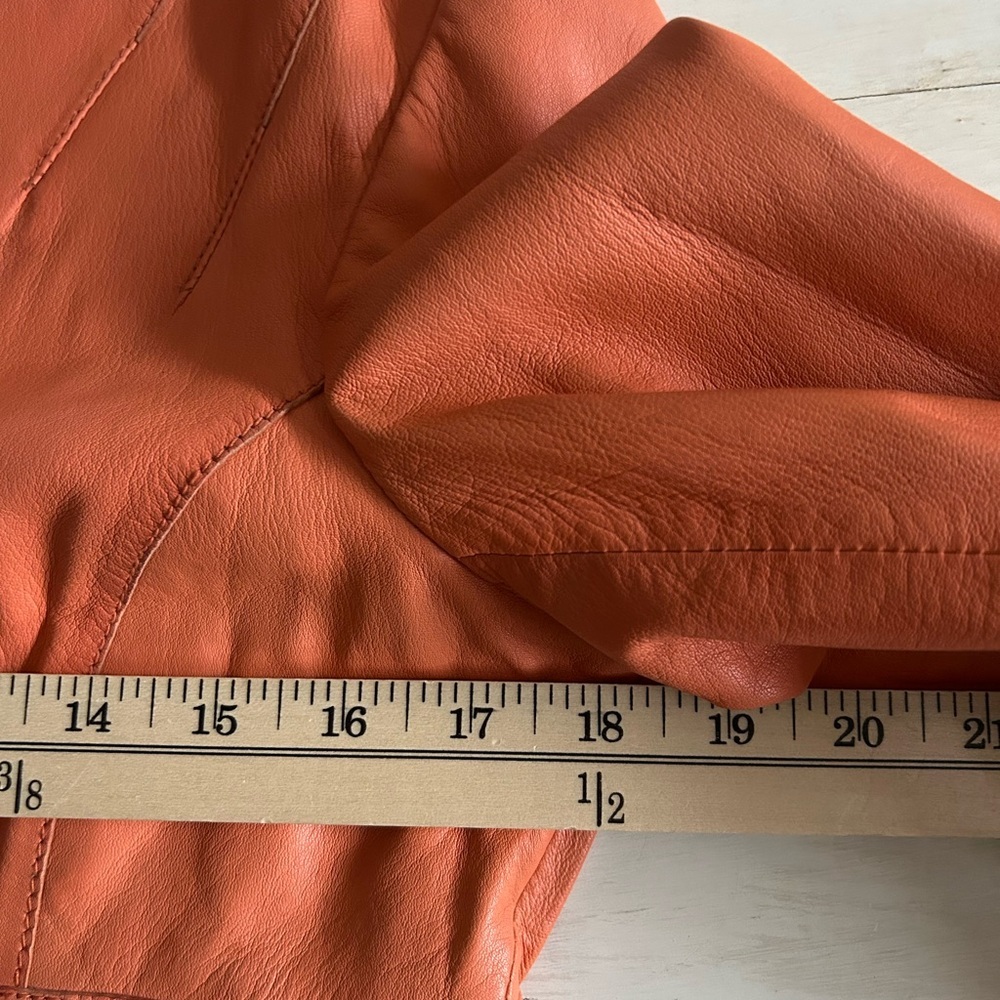 Wilsons Leather jacket, orange, women’s size small, peplum style. - Picture 5 of 8